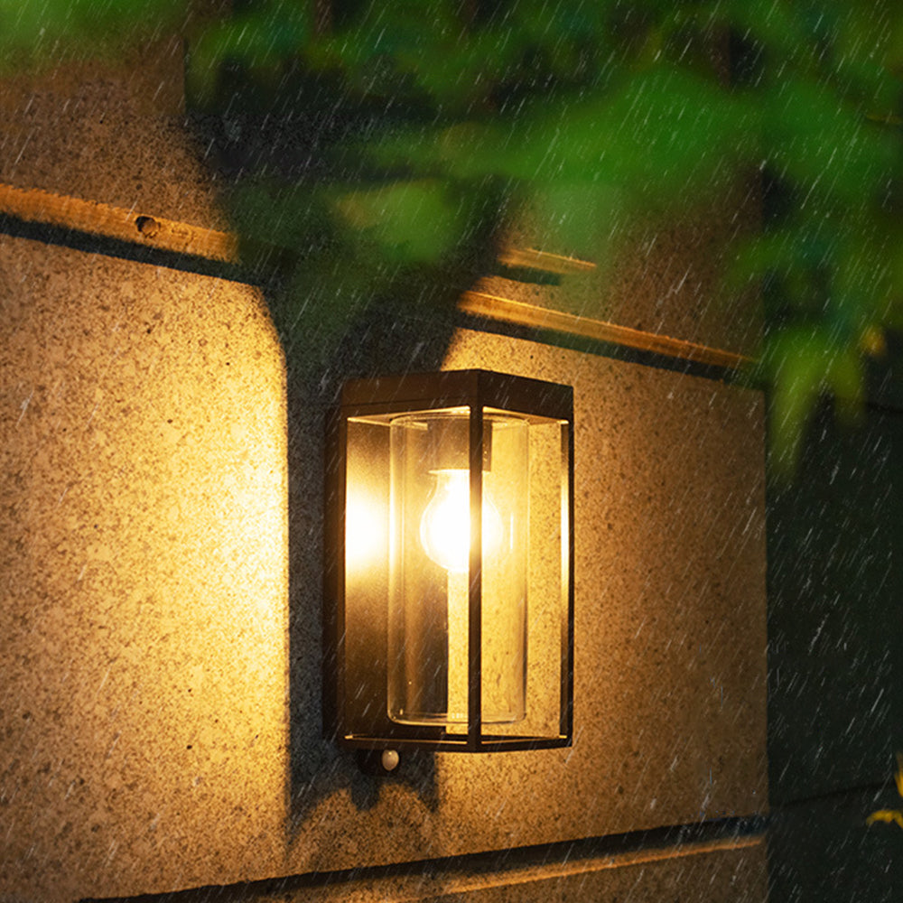 Orr Modern Rectangular Solar Waterproof Metal/Glass Outdoor Wall Lamp, Black - Lumpaz