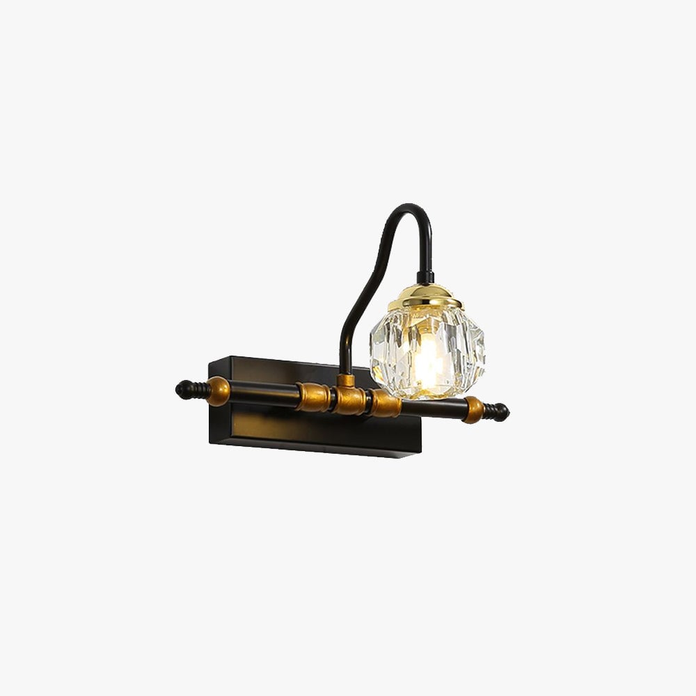 Kristy Vintage Crystal Globe Vanity Wall Lamp, Black, Bathroom - Lumpaz