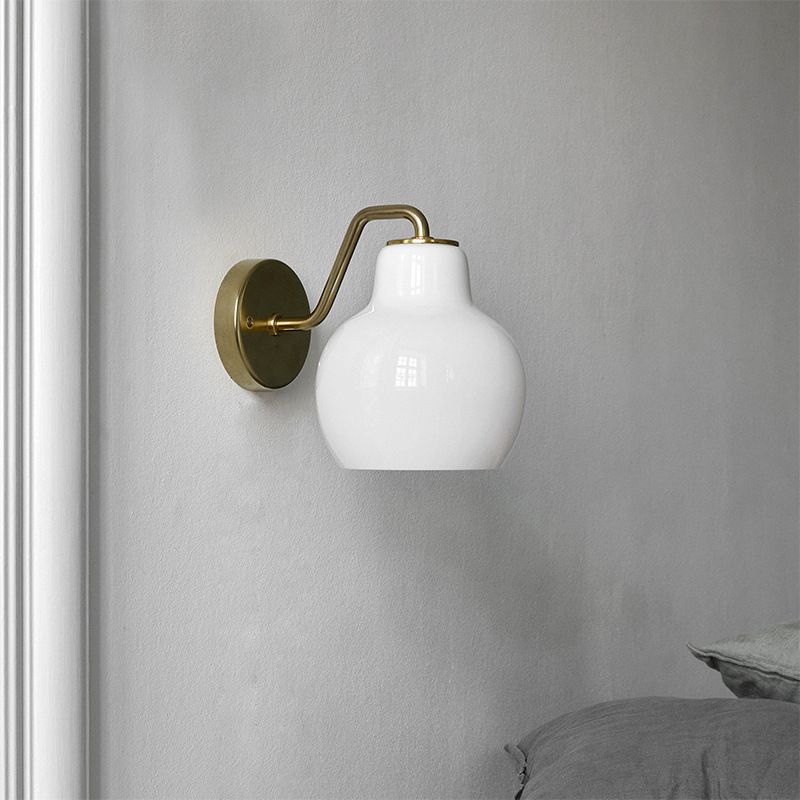 Hailie Vintage Dome LED Metal/Glass Wall Lamp For Mirror, White - Lumpaz