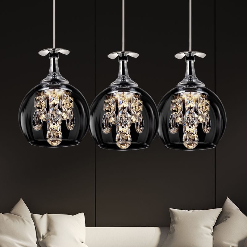 Kristy Modern Wine Glass/Crystal Pendant Light, Clear - Lumpaz