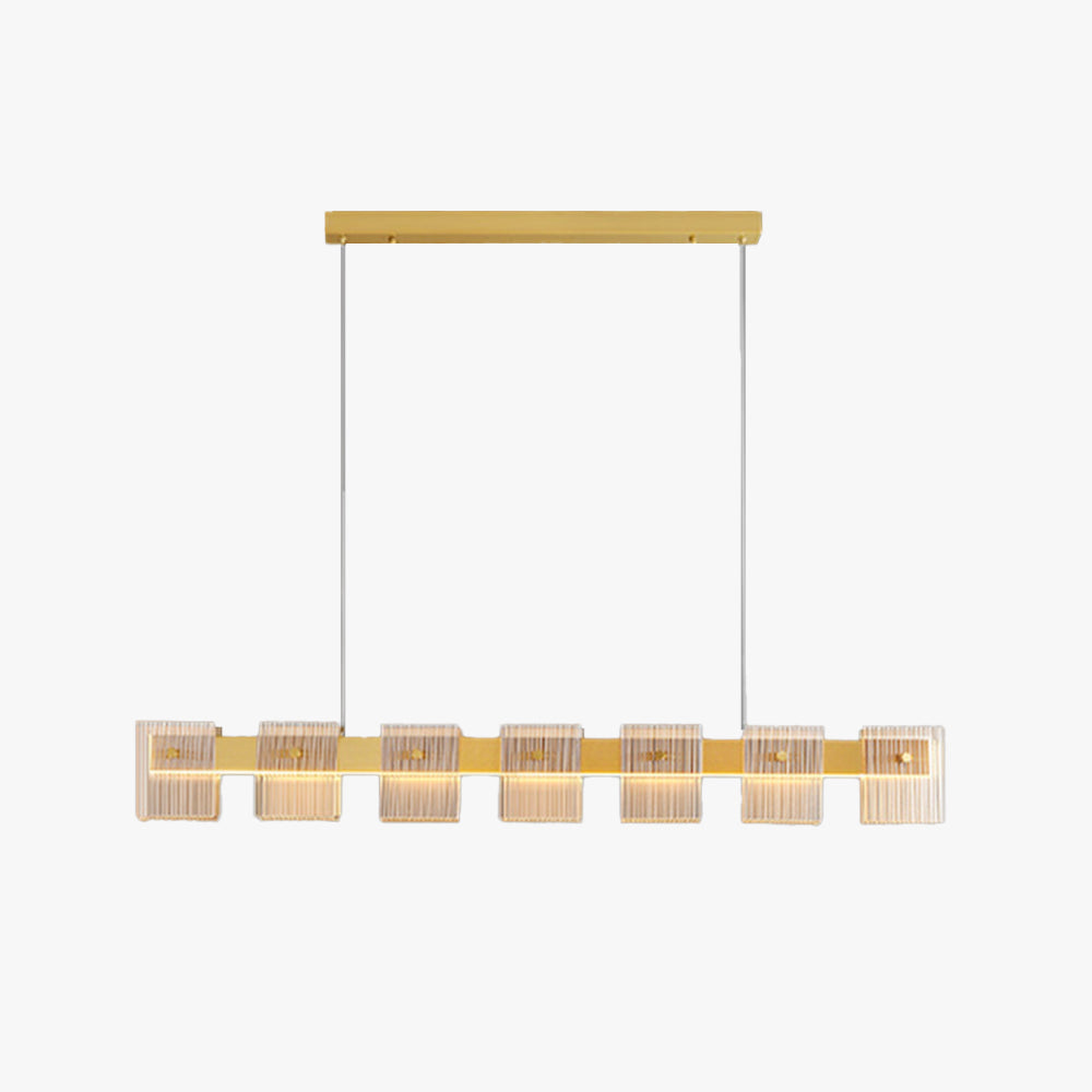 Evette Modern Minimalist Rectangular Metal And Glass Pendant Light,Gold - Lumpaz