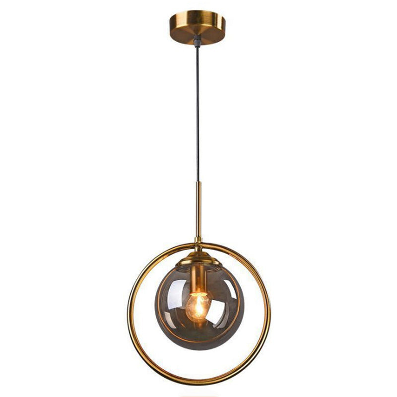 Hailie Luxury Global Glass Pendant Light Aith A Metal Ring - Lumpaz