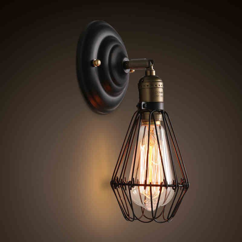 Alessio Industrial Lantern Shaped Metal Wall Lamp, Black/Rust - Lumpaz