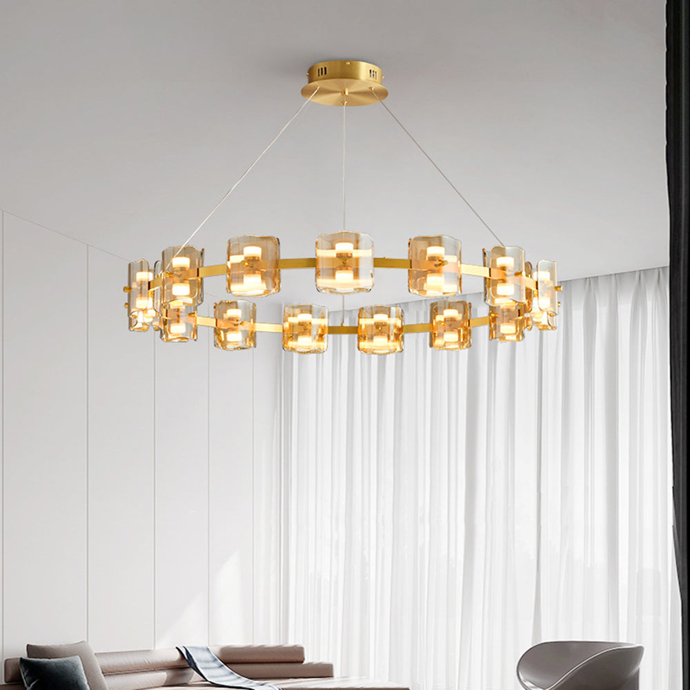 Evette Minimalist Round Metal Pendant Light,Black/Gold - Lumpaz