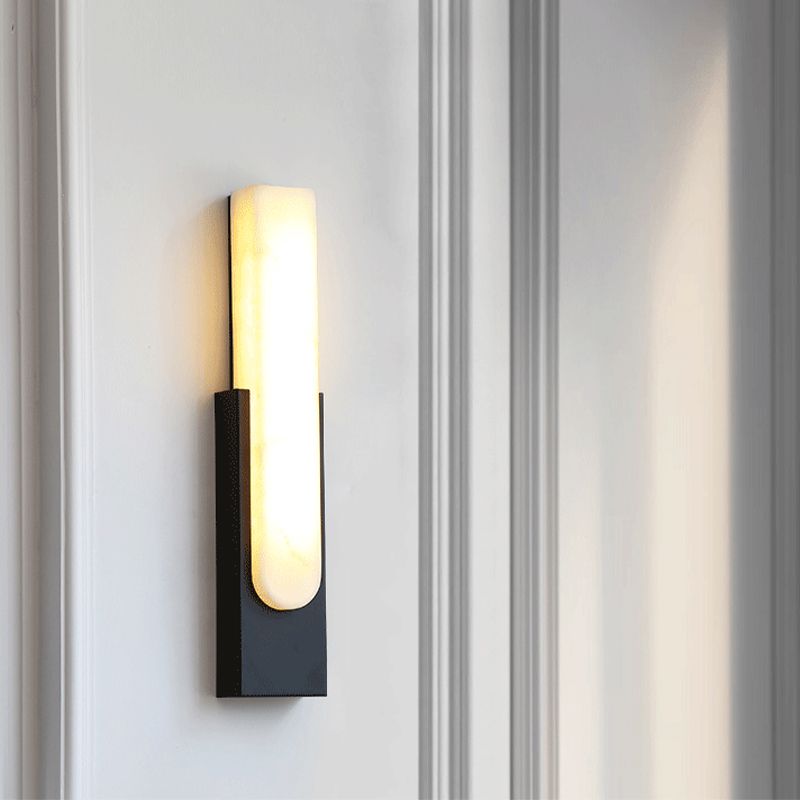 Chan Modern Rectangular Stone Metal Wall Lamp - Lumpaz