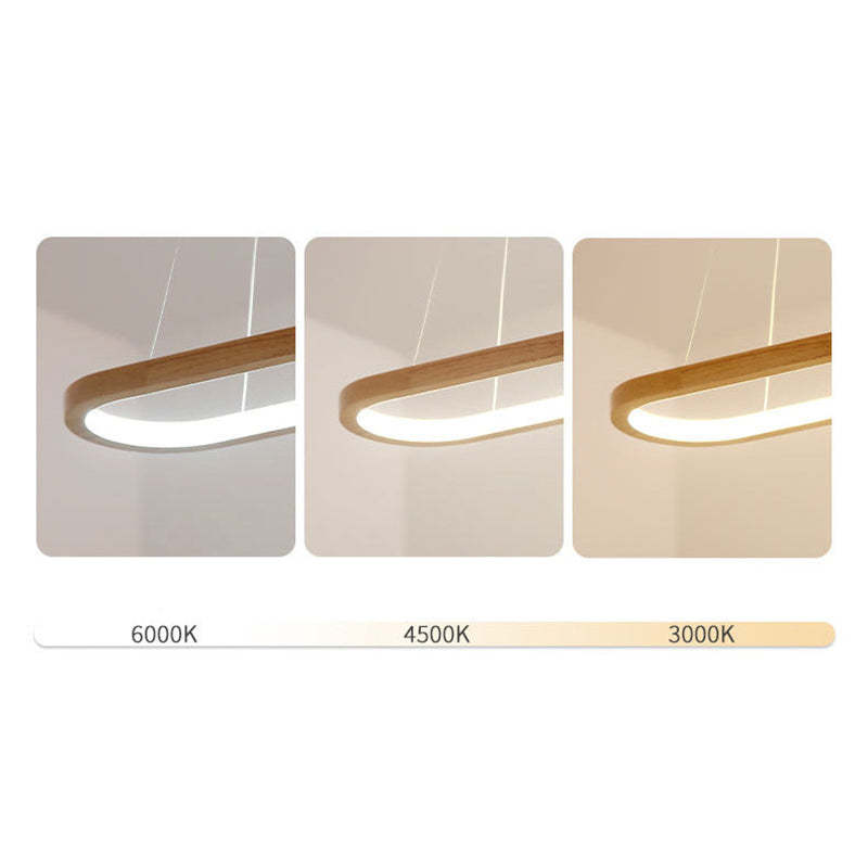 Ozawa Contemporary Oval Wooden Pendant Light Dining Room - Lumpaz