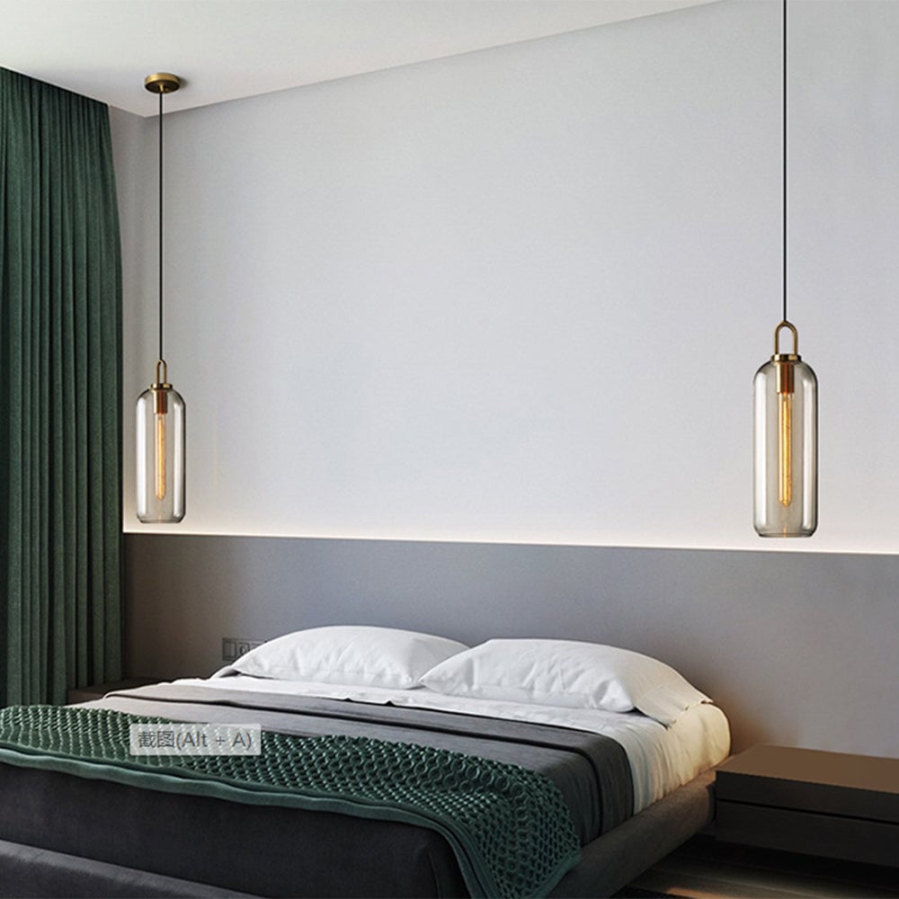 Hailie Clear& Glass Cylinder Pendant Light, 2 Color - Lumpaz