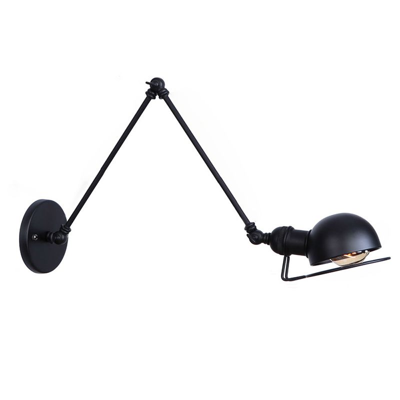 Brady Wall Lamp Dome Minimalist, Metal, Adjustable Black, Bedroom - Lumpaz