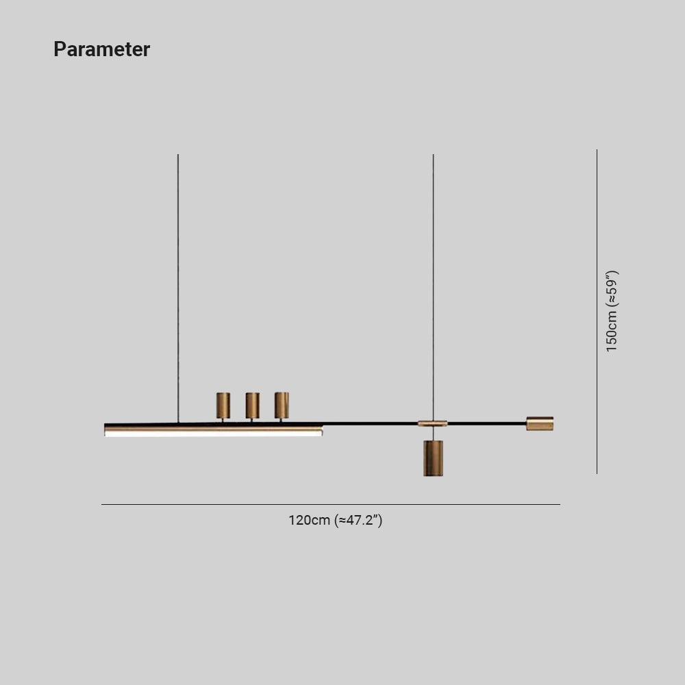 Edge Modern Minimalist Liner Metal/Acrylic Pendant Light, Gold/Black - Lumpaz