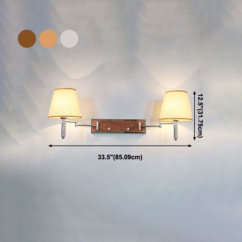 Carins Wall Lamp Dual Lamp Head Adjustable Fabric, 3-Color, Bedroom - Lumpaz