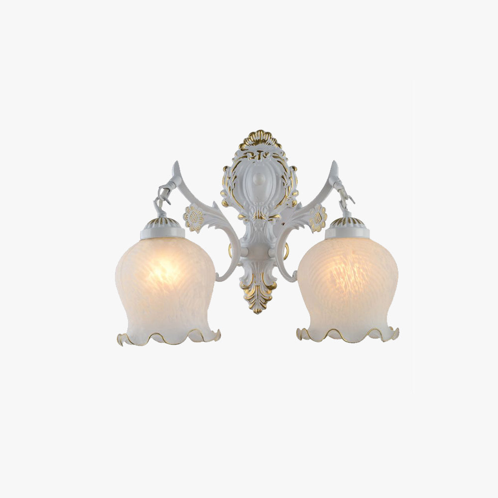 Félicie Vintage Flower shape Metal&Glass Modern Wall Lamp, White/Bronze - Lumpaz