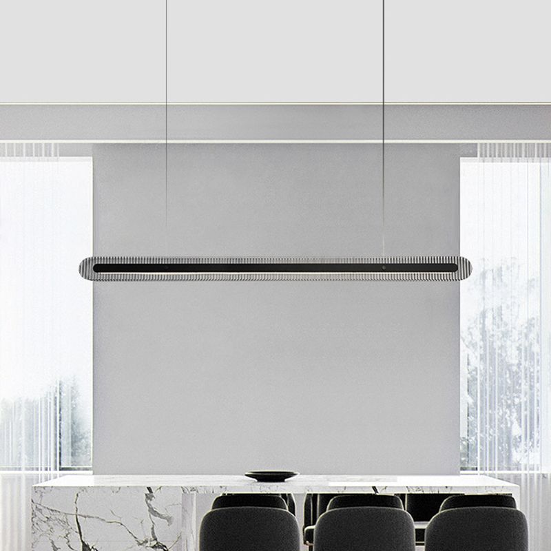 Evette  Minimalist Linear Metal/Acrylic Pendant Light, Black - Lumpaz