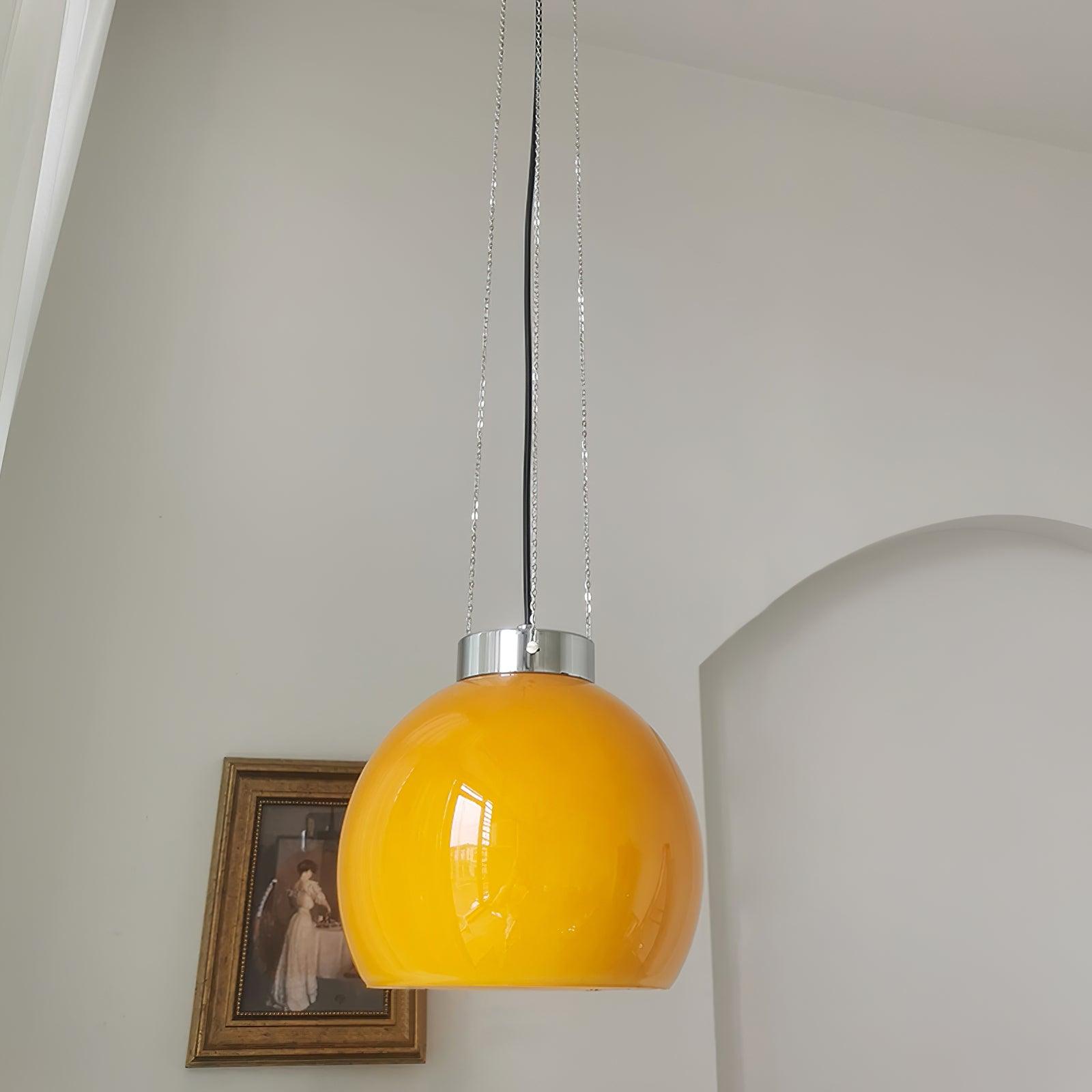 Hailie Yellow Ball Pendant Light, Metal & Glass, 9.8" - Lumpaz