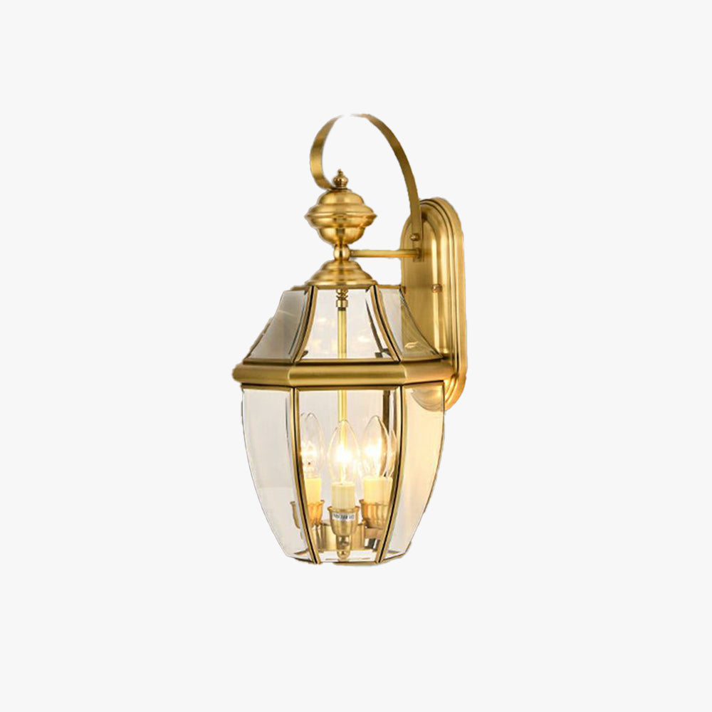 Alessio Vintage Lantern Metal Outdoor Wall Lamp, Gold - Lumpaz