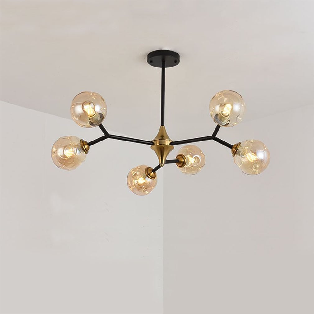 Valentina Art Deco Glass Bubble Chandelier, Amber - Lumpaz