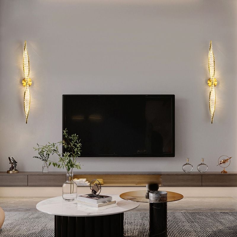 Kristy Vanity DNA Metal/Crystal Wall Lamp, Black/Gold - Lumpaz