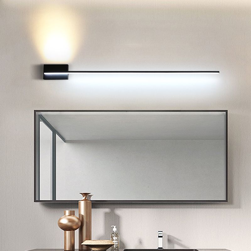 Edge Minimalist Linear Metal Vanity Wall Light Black Bathroom - Lumpaz