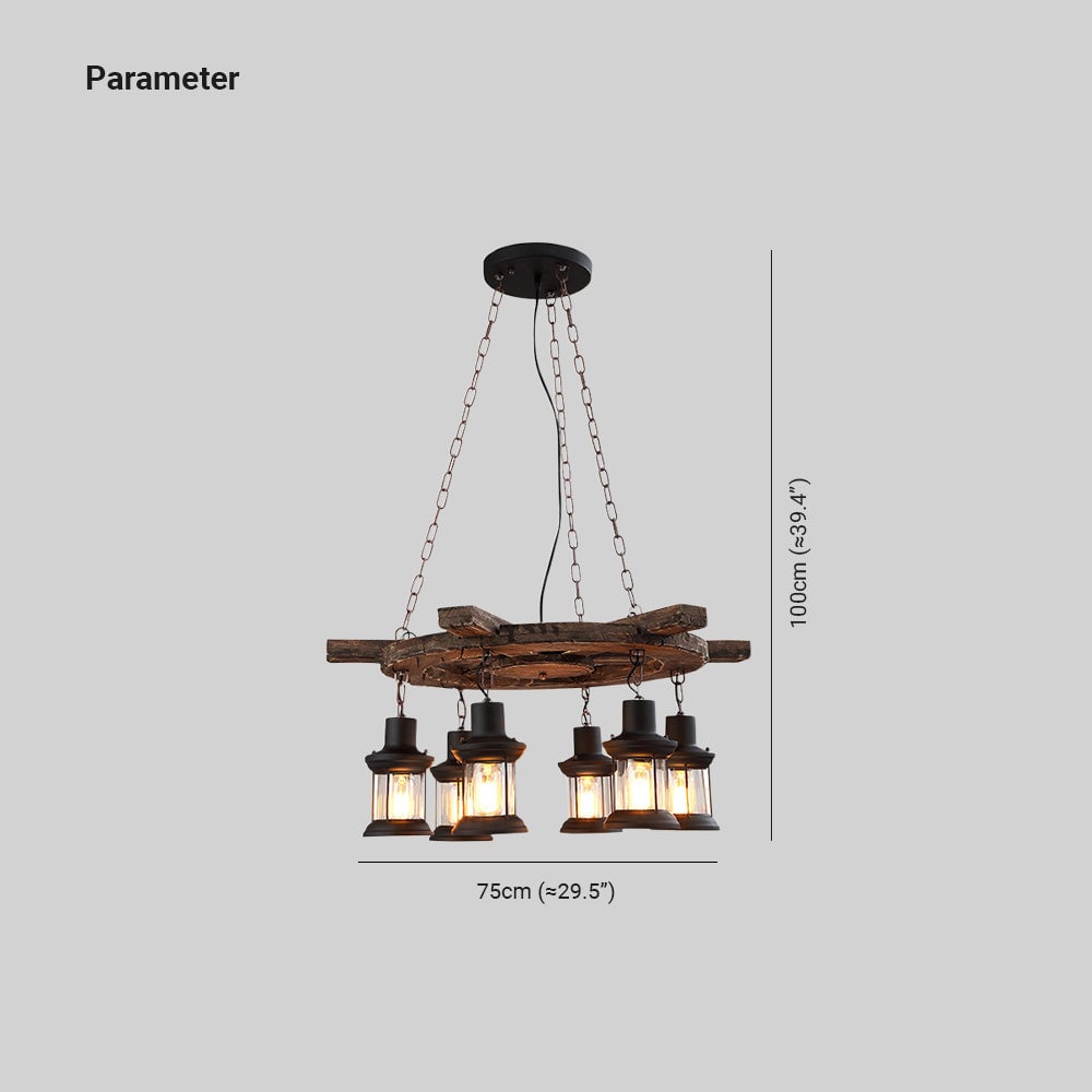 Austin Retro Rudder Metal & Wood Pendant Light, 6 Heads - Lumpaz