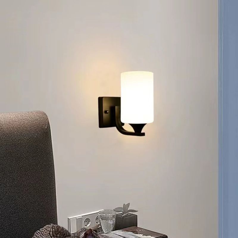 Eryn Modern Cylinder Metal Vanity Wall Lamp, Black/Chrome - Lumpaz