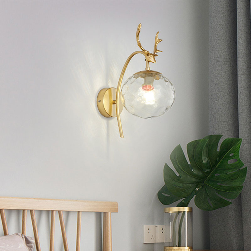 Valentina Modern Art-Deco Deer Bedside Wall Lamp, Black/Gold - Lumpaz