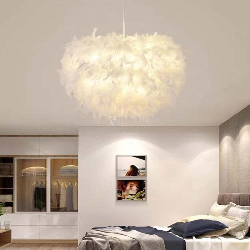 O'Moore Nordic Art Deco Feather Pendant Light, White/Pink - Lumpaz
