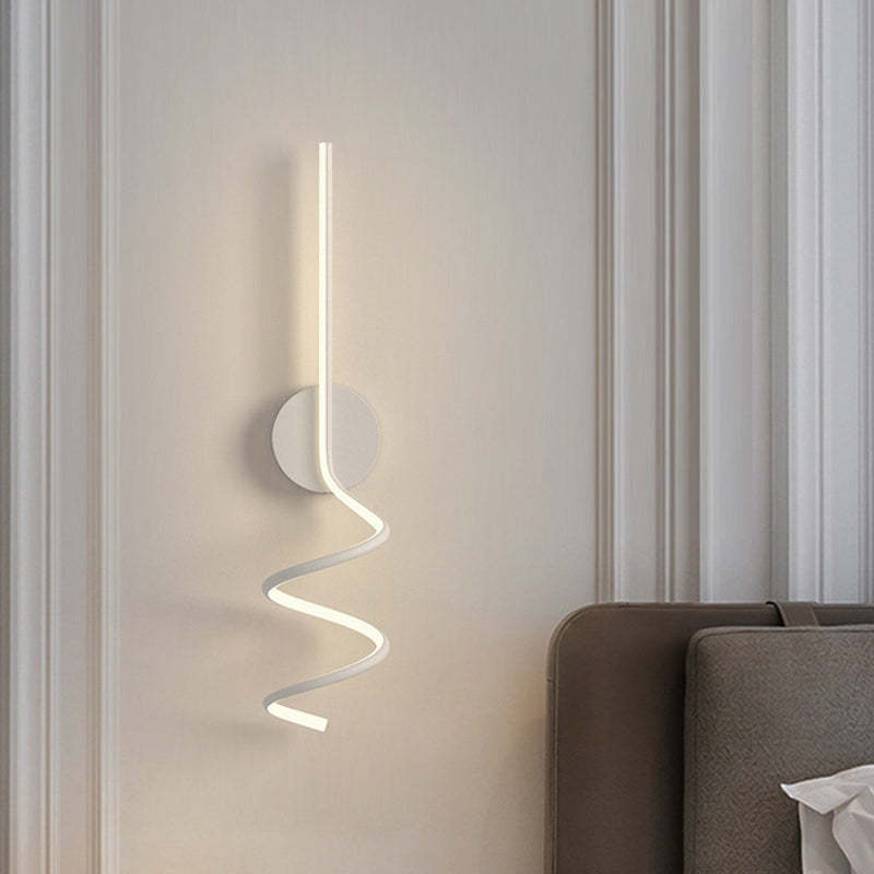 Modern LED Art Interior Wall Light Spiral, Black & White - Lumpaz