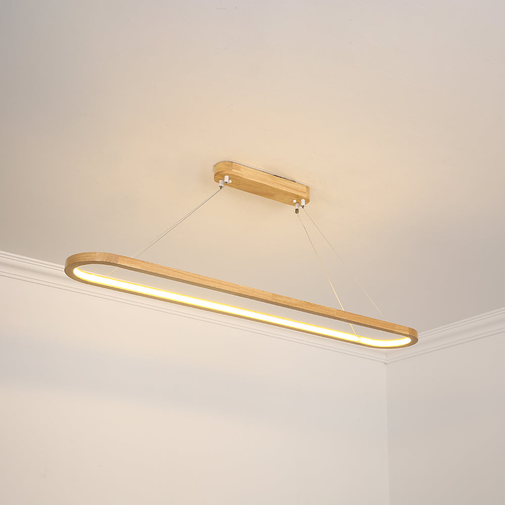 Ozawa Contemporary Oval Wooden Pendant Light Dining Room - Lumpaz