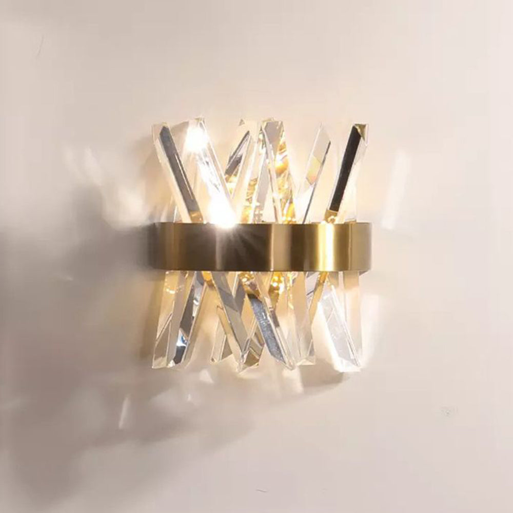 Marilyn Decorative Geometric Crystal/Metal Wall Lamp, Gold - Lumpaz