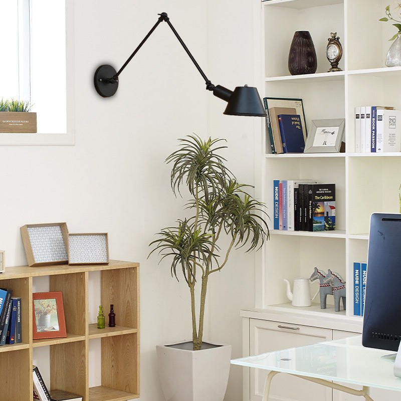 Brady Rotatable Wall Lamp with Swing Arm, Black/Rust - Lumpaz