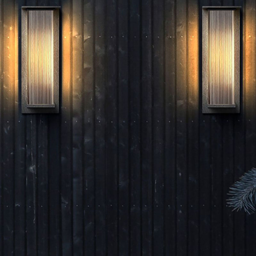 Orr Modern Rectangular Metal Outdoor Wall Lamp, Black - Lumpaz