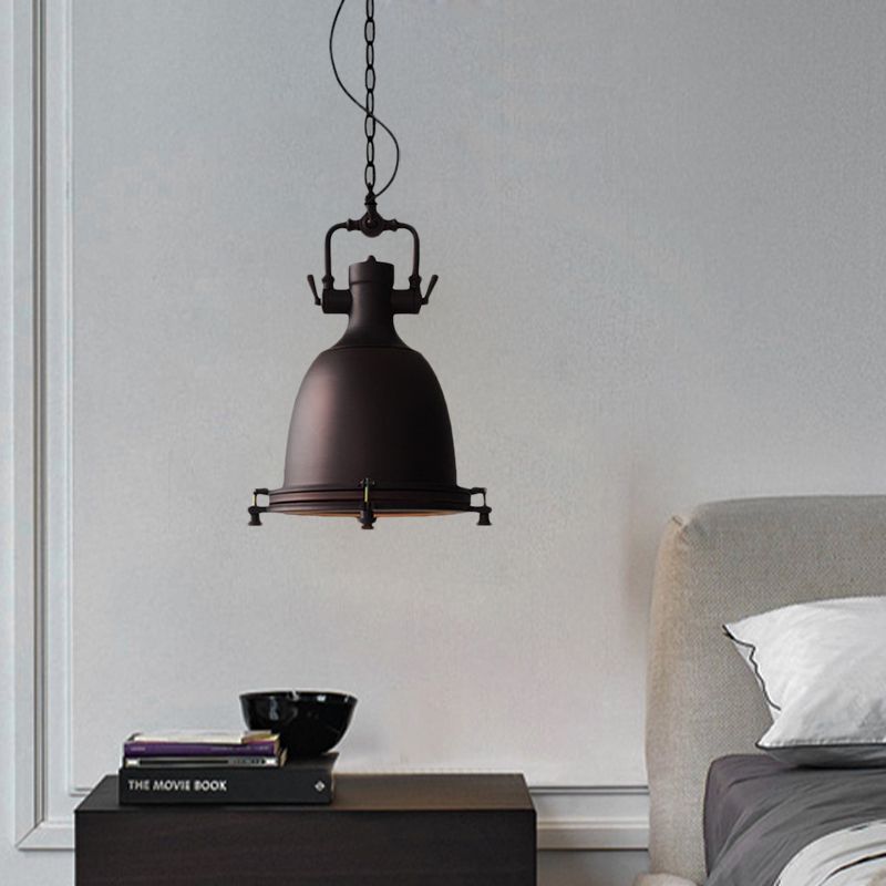 Alessio Rustic Retro Pot Black Metal Pendant Light, 2 Style - Lumpaz