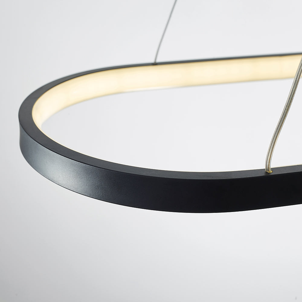 Edge Oval Minimalist Hanging Pendant Light, Black/White/Gold - Lumpaz