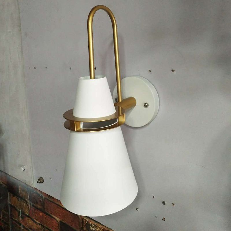 Morandi Modern Cone Metal Wall Lamp, Black/White/Blue - Lumpaz