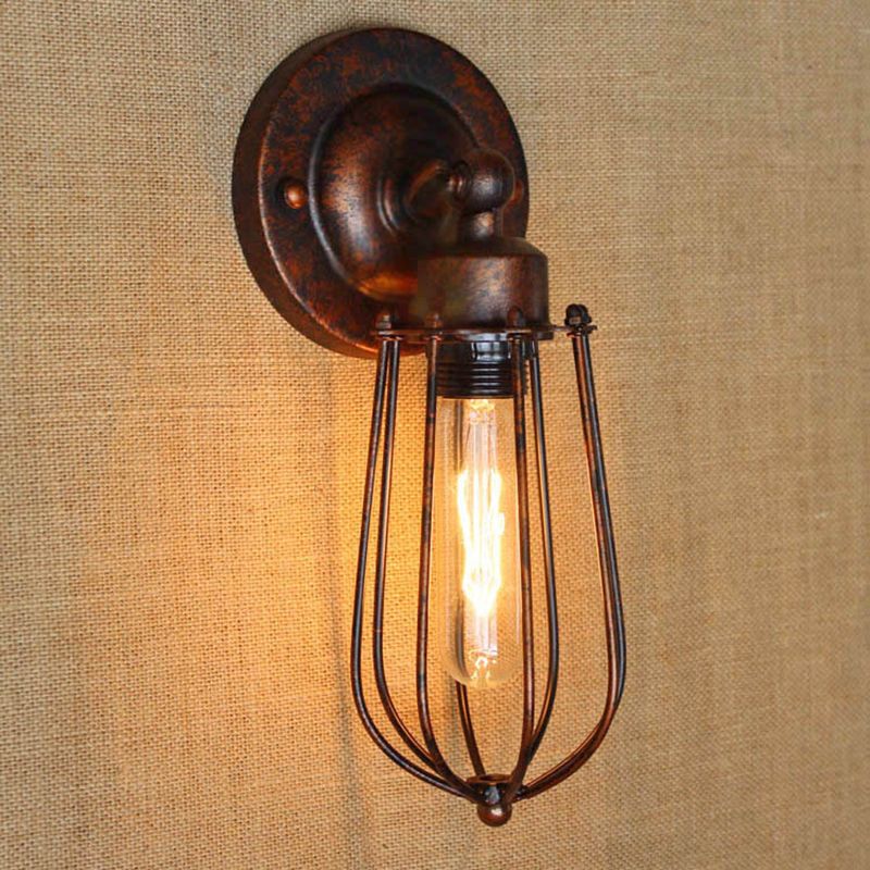 Alessio Vintage Iron Wall Lamp, Black/Rust/Bronze/Gold/Silver - Lumpaz
