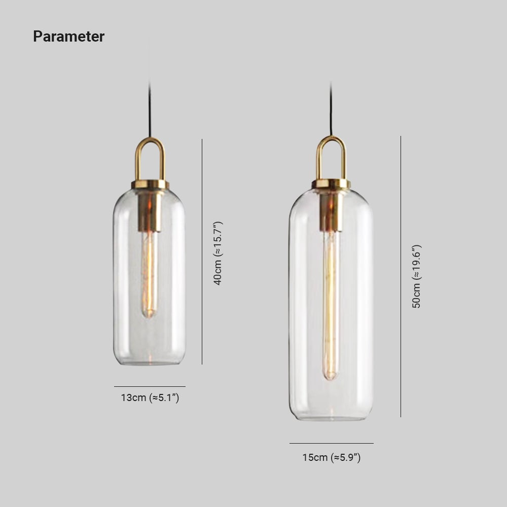 Hailie Clear& Glass Cylinder Pendant Light, 2 Color - Lumpaz
