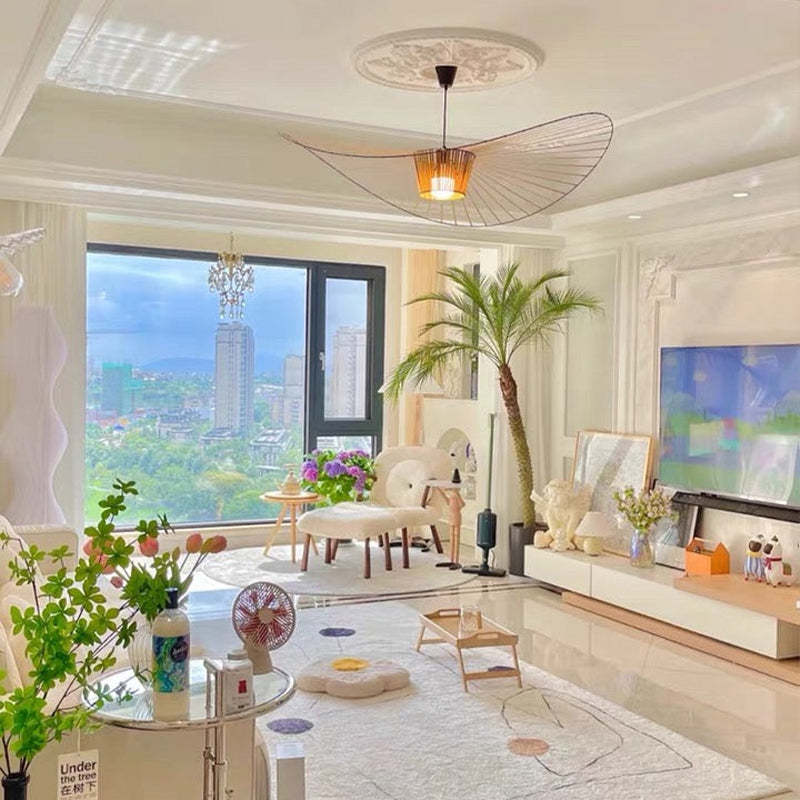 Renée Modern Flower Fabric Pendant Light 4 Color, Black/White/Gold/Brown - Lumpaz