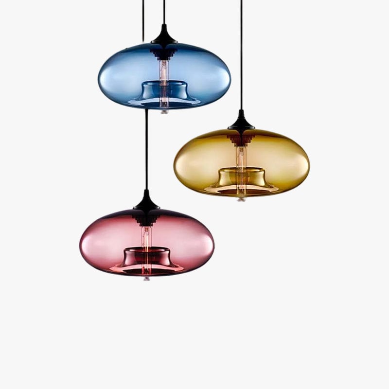 Hailie Modern Bread Shaped Glass Pendant Light 6 Color Living Room - Lumpaz