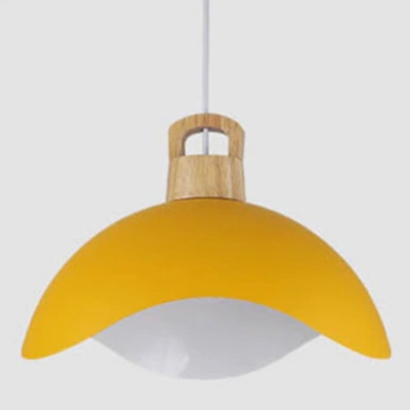 Morandi Colorful Shade Single Pendant Lights, Wood & Metal - Lumpaz