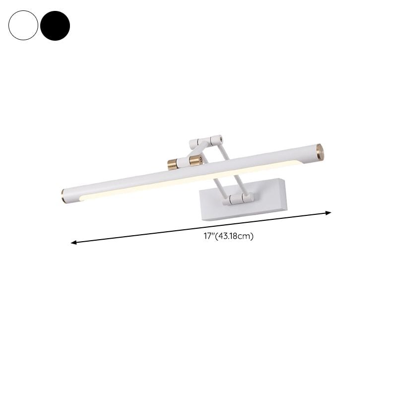 Edge Modern Adjustable Mirror Front Vanity Metal LED Wall Lamp, Black/White - Lumpaz