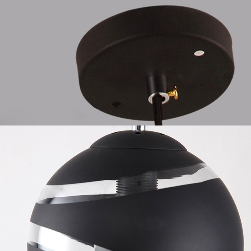 Valentina Art Deco Globe Metal/Glass Orbit Pendant Light, Black/White - Lumpaz