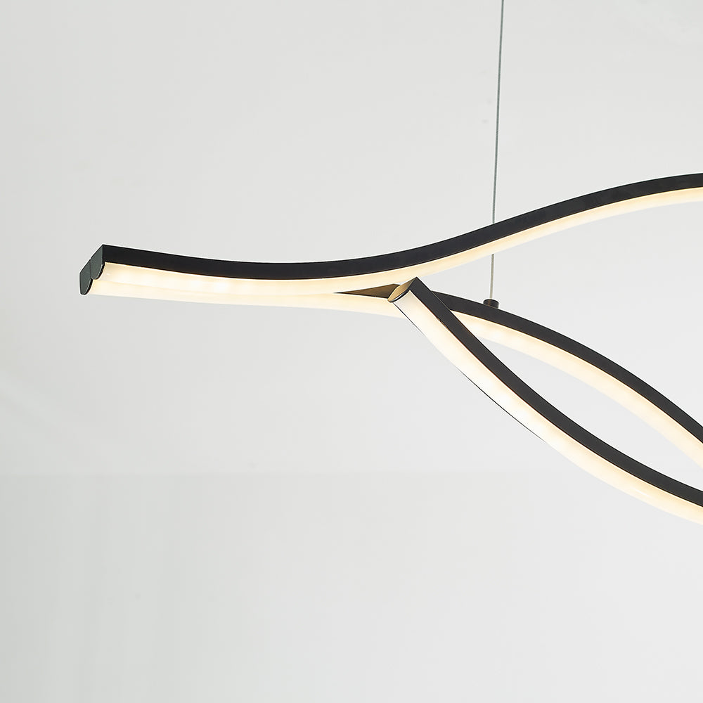 Pendant Light, Multi-Curved, Black/Gold, Metal - Lumpaz