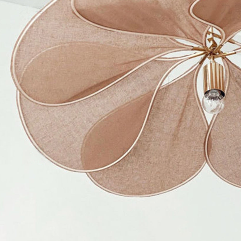 Renée Pendant Light Vintage Rustic Wabi Sabi, Fabric, White/Brown - Lumpaz