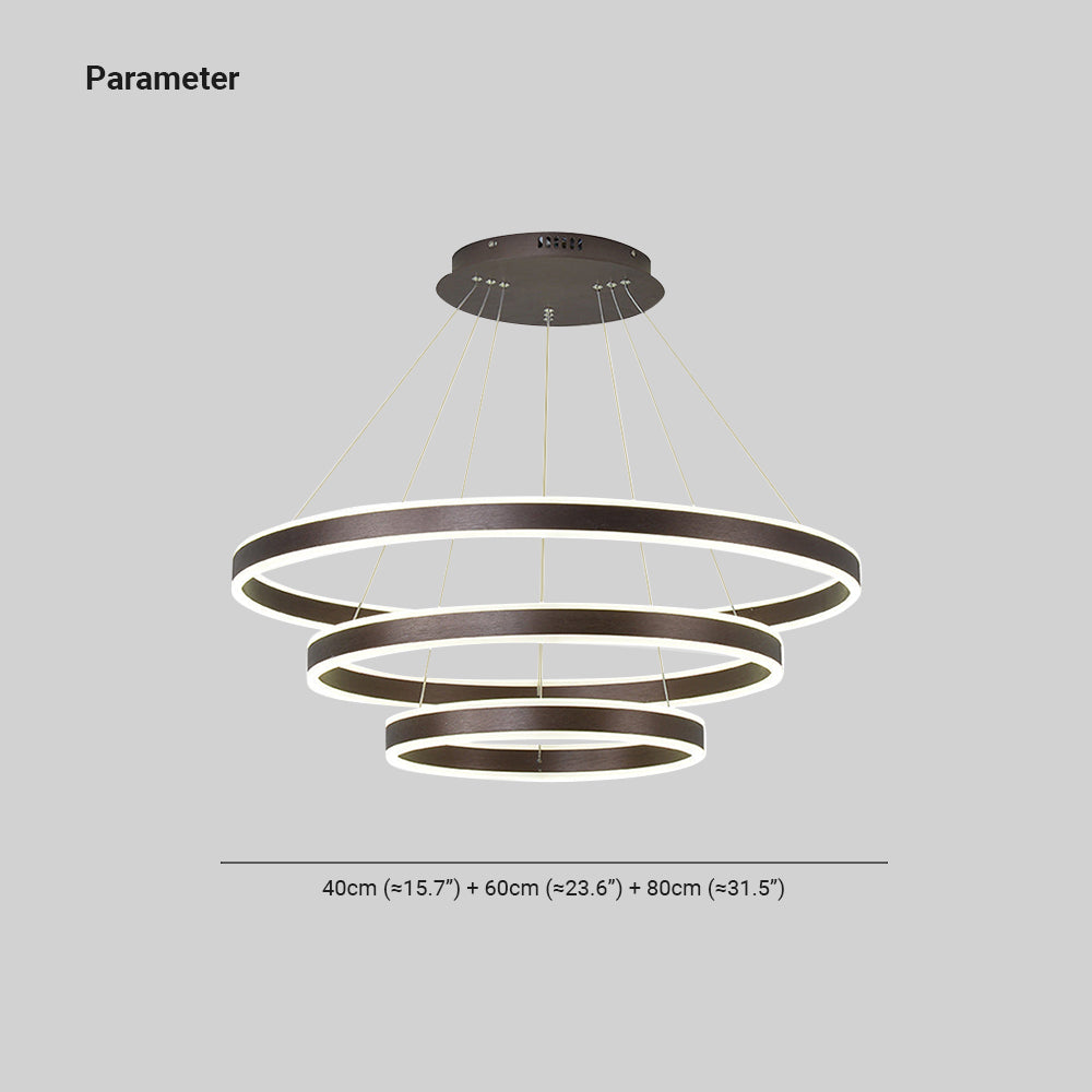 Arisha Moderne Minimaliste Coffee LED Pendant Light, 3 Ring - Lumpaz