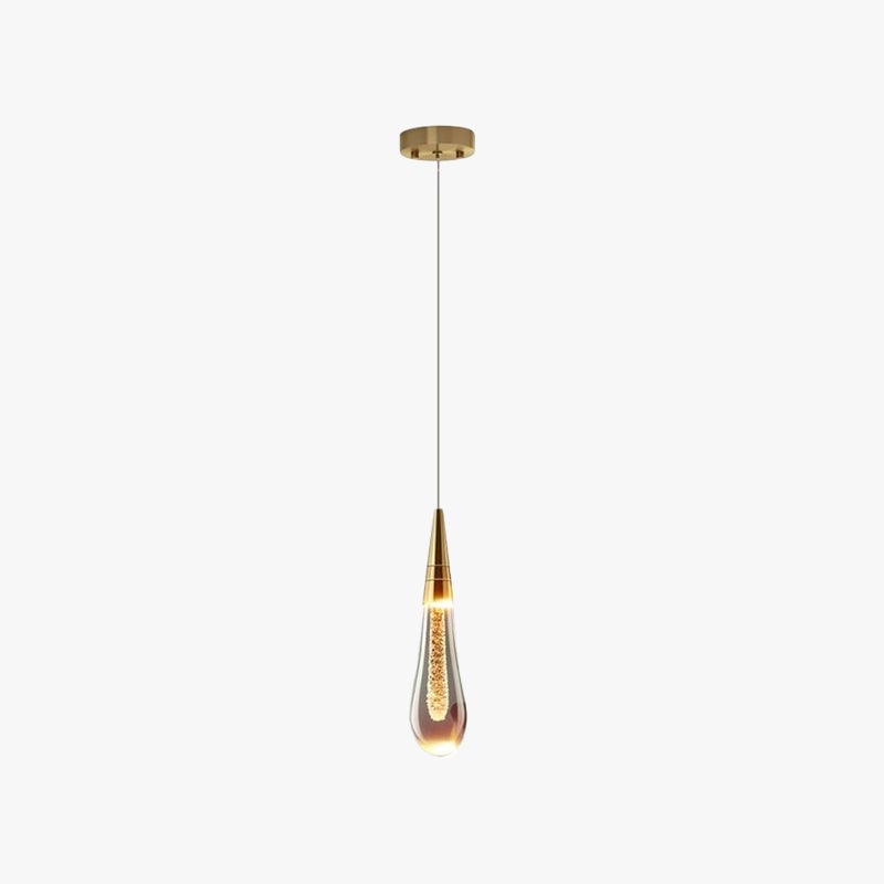 Kristy Modern Designer Teardrop Crystal Pendant Light, Gold - Lumpaz