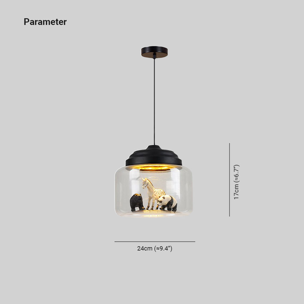 Leilani Modern Animals Art Deco Glass Pendant Light, Black/White - Lumpaz