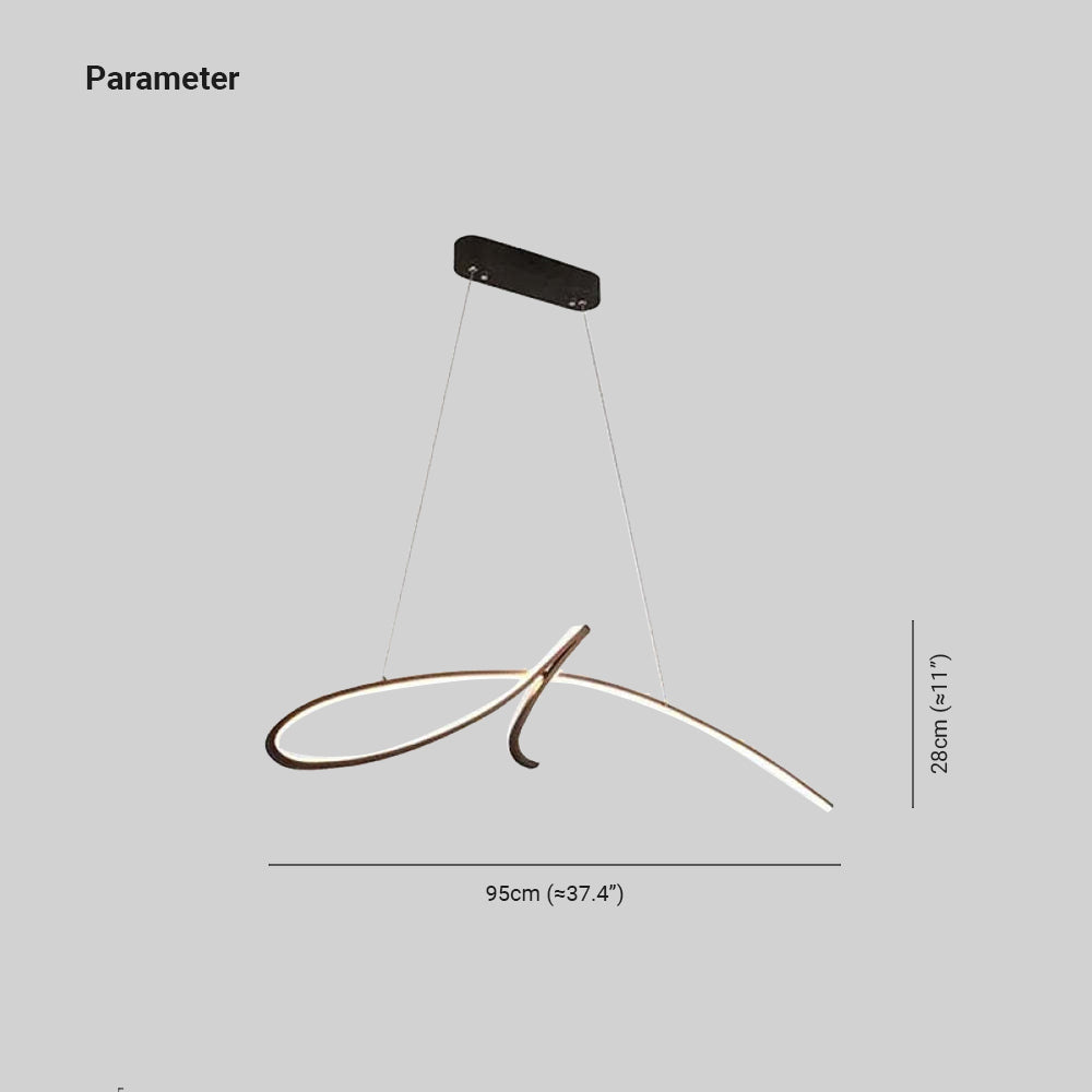 Pendant Light Irregular-curved Modern, Metal, Black/Gold, Restaurant - Lumpaz