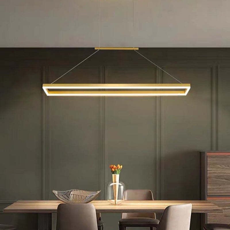 Edge Modern Rectangular Metal Pendant Light Gold/Coffee Dining Room - Lumpaz