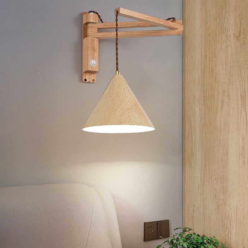 Ozawa Modern Adjustable Wall Lamp Wood/Metal 2 Color Bedroom - Lumpaz