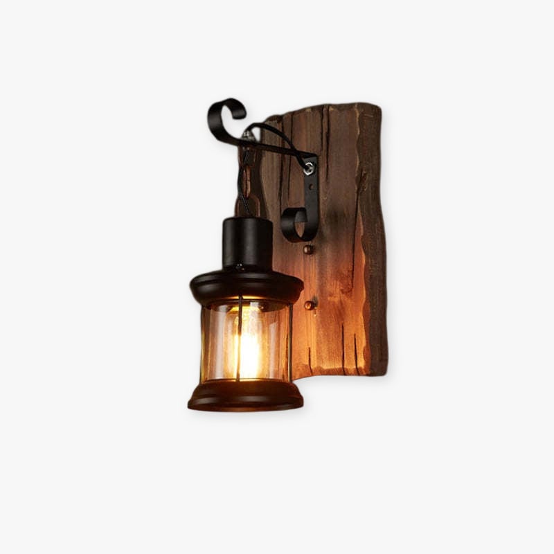 Alessio Vintage Lantern Metal Wall Lamp, Black/Bronze - Lumpaz