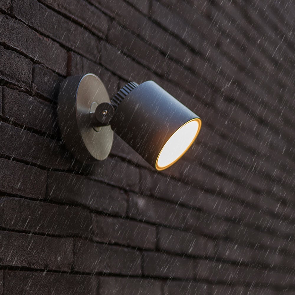 Orr Modern Camera Shape Metal/Acrylic Outdoor Waterproof Wall Lamp Spotlight, Black - Lumpaz